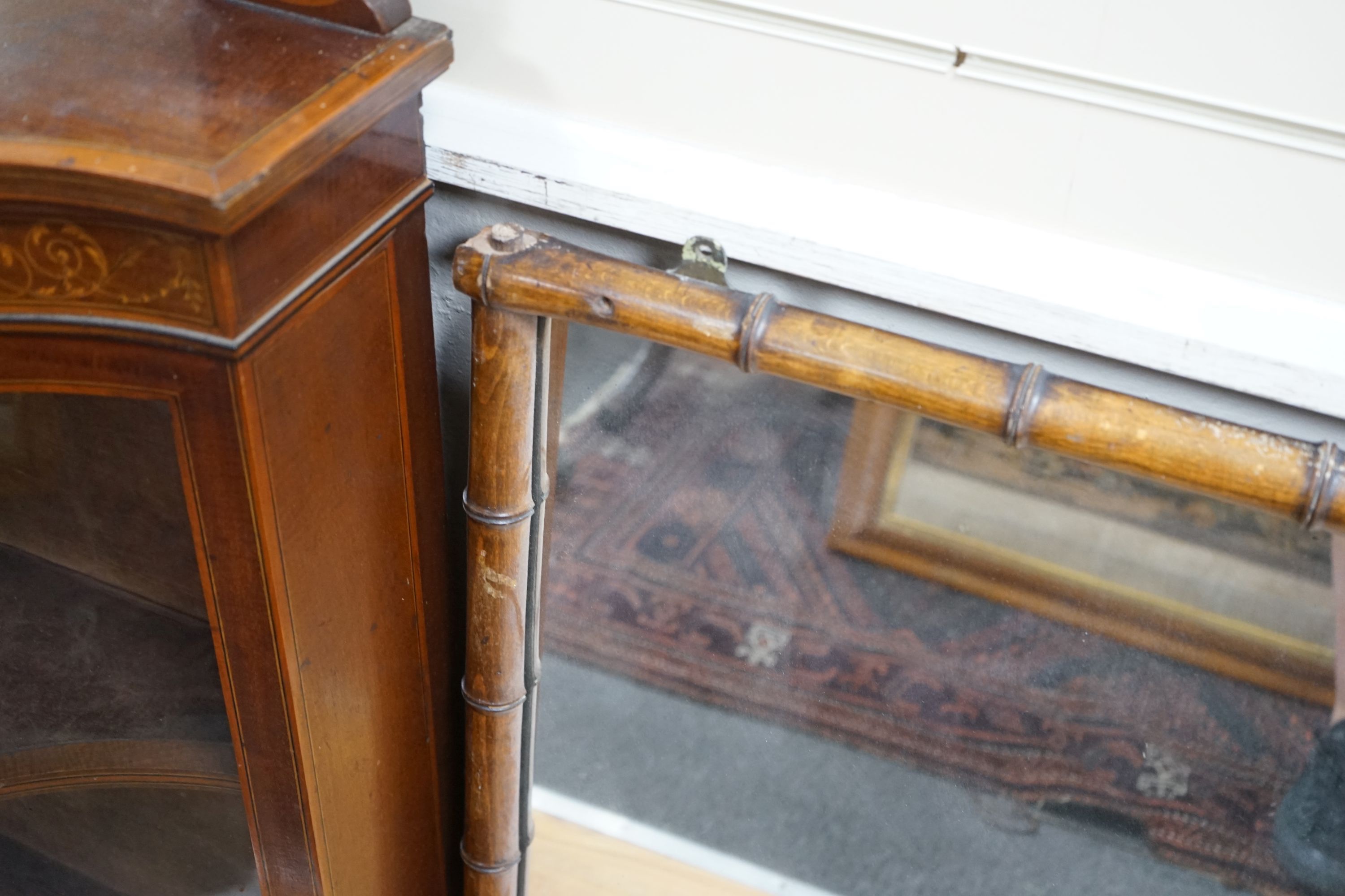 A late Victorian faux bamboo beech mirror, width 105cm height 84cm